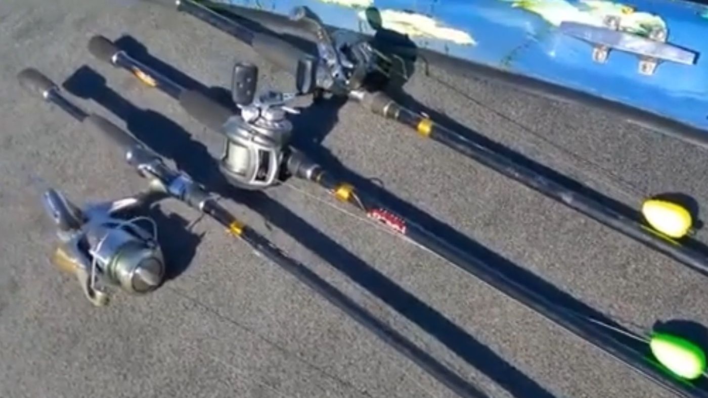 Fishing poles supplied for bass fishing on Lake Okeechobee